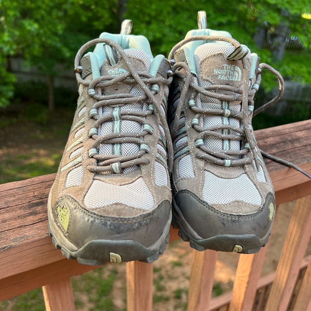 The North Face Gray and Blue Hiking Shoes